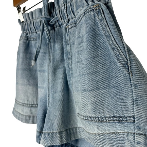 KanCan Womens Paperbag Denim High Rise Shorts Sz Small Drawstring Blue Pockets - Picture 4 of 6